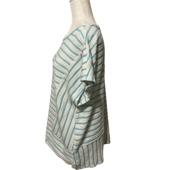 Jones New York Pullover Striped Teal Green and White Dolan Short Sleeve Size XL - Picture 4 of 8